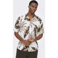 ONLY & SONS Regular Fit Printed Short Sleeve Shirt White Mix