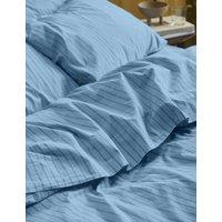 Piglet In Bed Washed Cotton Striped Flat Sheet Blue Mix