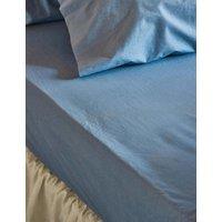 Piglet In Bed Washed Cotton Percale Fitted Sheet Blue