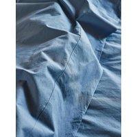 Piglet In Bed Pure Washed Cotton Percale Flat Sheet Blue