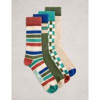 White Stuff 4 Pack Cotton Rich Patterned Ankle Socks Natural Mix