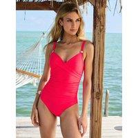 SOSANDAR Soft Cup Wrap Front Swimsuit Coral