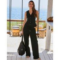 SOSANDAR Plisse Wide Leg Trousers Black