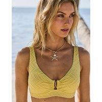 SOSANDAR Textured Soft Cup Plunge Bikini Top Yellow