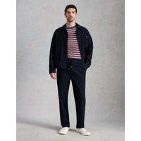 White Stuff Straight Fit Pure Cotton Lightweight Trousers Navy