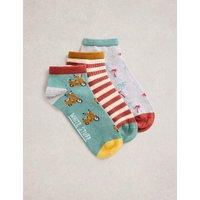White Stuff 3 Pack Novelty Cotton Rich Trainer Socks Green Mix