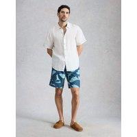 White Stuff Pocketed Abstract Print Swim Shorts Blue Mix