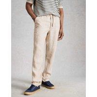 White Stuff Tapered Fit Pure Linen Trousers Natural