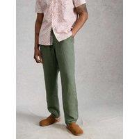 White Stuff Tapered Fit Pure Linen Trousers Green