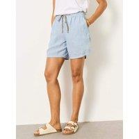 FatFace Pure Linen High Waisted Shorts Blue