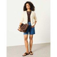 FatFace Pure Cotton Pointelle V-Neck Cardigan Natural