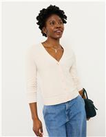 Pure Cotton Textured V-Neck Cardigan