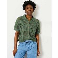 FatFace Cotton Rich Textured Shirt Green