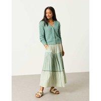 FatFace Pure Cotton Pointelle V-Neck Cardigan Green