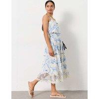 FatFace Cotton Rich Floral Midi A-Line Skirt Ivory Mix