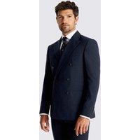 MOSS Slim Fit Puppytooth Double Breasted Blazer Navy
