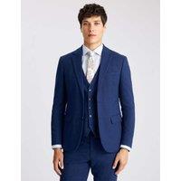 MOSS Slim Fit Slub Textured Suit Jacket Blue