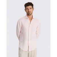 MOSS Tailored Fit Pure Linen Shirt Pink