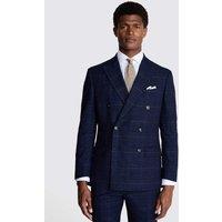 MOSS Tailored Fit Check Double Breasted Suit Jacket Navy Mix