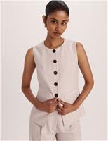 SABA Wool Rich Button Through Waistcoat Oatmeal