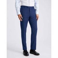 MOSS Slim Fit Slub Textured Suit Trousers Blue