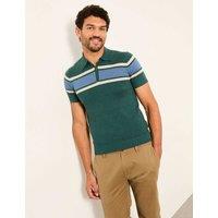 FatFace Cotton Rich Striped Polo Shirt with Cashmere Green Mix