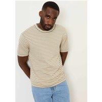 FatFace Cotton Rich Striped T-Shirt with Cashmere Green Mix