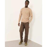 FatFace Cotton Rich Crew Neck Jumper with Cashmere Natural