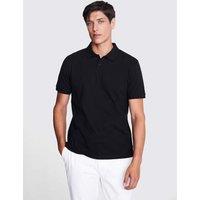 MOSS Cotton Rich Piqu Polo Shirt Black