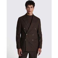 MOSS Relaxed Fit Flannel Double Breasted Suit Jacket Brown