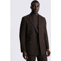 MOSS Relaxed Fit Flannel Double Breasted Suit Jacket Brown