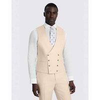 MOSS Tailored Fit Pure Linen Twill Waistcoat Neutral