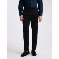MOSS Slim Fit Striped Stretch Suit Trousers Navy