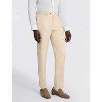 MOSS Tailored Fit Pure Linen Twill Suit Trousers Neutral