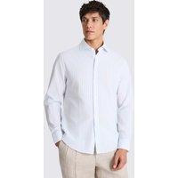 MOSS Cotton Rich Striped Shirt Blue