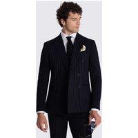 MOSS Slim Fit Striped Double Breasted Suit Jacket Navy