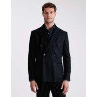MOSS Slim Fit Striped Double Breasted Suit Jacket Navy