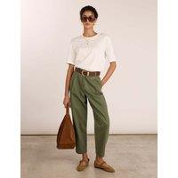 BAUKJEN Pure Cotton Tapered Ankle Grazer Chinos Khaki