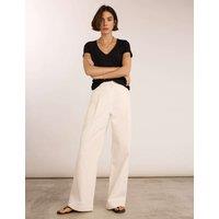 BAUKJEN Pure Cotton Wide Leg Trousers Soft White