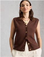 Cotton Rich V-Neck Knitted Vest