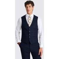MOSS Slim Fit Check Stretch Waistcoat Navy Mix