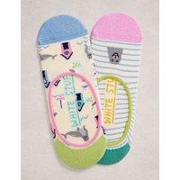 White Stuff 2 Pack Cotton Rich Patterned Footsies Natural Mix