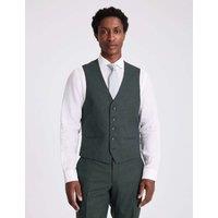 MOSS Slim Fit Wool Rich Puppytooth Waistcoat Dark Green