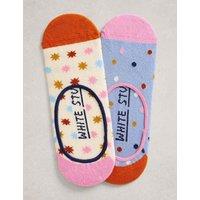 White Stuff 2 Pack Cotton Rich Patterned Footsies Pink Mix