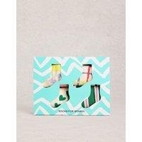 White Stuff 4 Pack Cotton Rich Patterned Ankle High Socks Green Mix