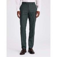 MOSS Slim Fit Textured Puppytooth Suit Trousers Dark Green