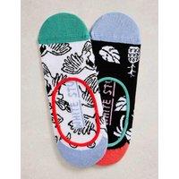 White Stuff 2 Pack Cotton Rich Patterned Trainer Socks Black Mix
