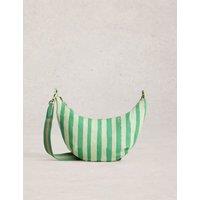White Stuff Canvas Striped Cross Body Bag Light Green