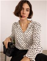 BAUKJEN Polka Dot Button Through Blouse Cream Mix