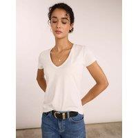 BAUKJEN Cotton Rich V-Neck T-Shirt White